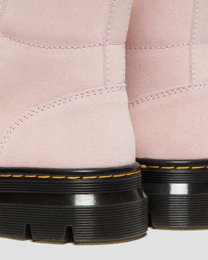 Dr Martens Combs Semsket Skinn Vanlige Boots Fritidsstøvler Dame Rosa | QXSAV7945