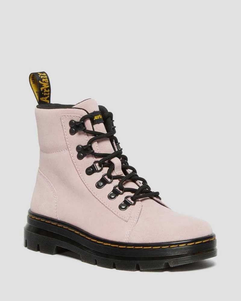 Dr Martens Combs Semsket Skinn Vanlige Boots Fritidsstøvler Dame Rosa | QXSAV7945