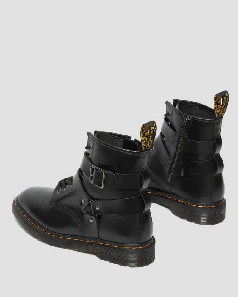 Dr Martens Cristofor Lær Harness Blonder Up Boots Støvletter Herre Svarte | FVMLS1705