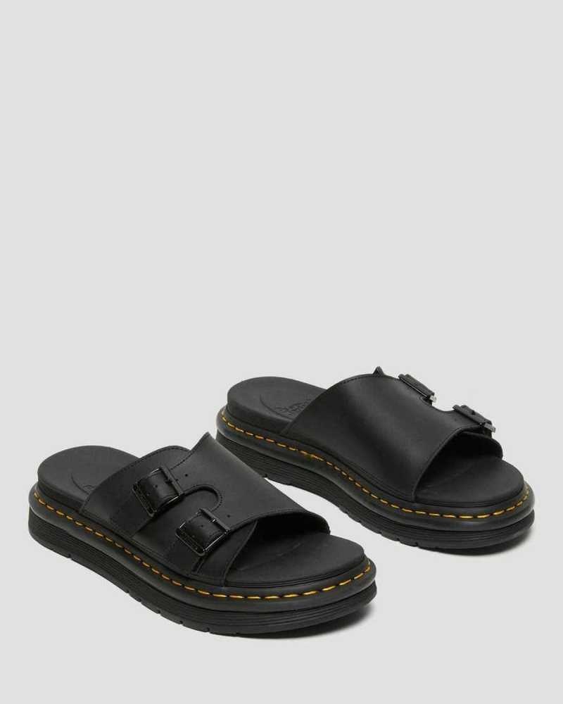 Dr Martens Dax Lær Badesandaler Sandals Badesandaler Dame Svarte | PKHOG7921