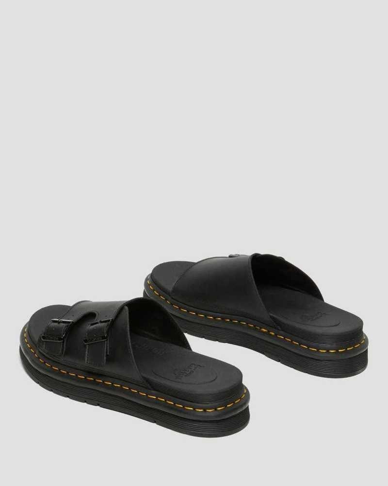 Dr Martens Dax Lær Badesandaler Sandals Sandaler Med Reim Herre Svarte | HQZSD7569