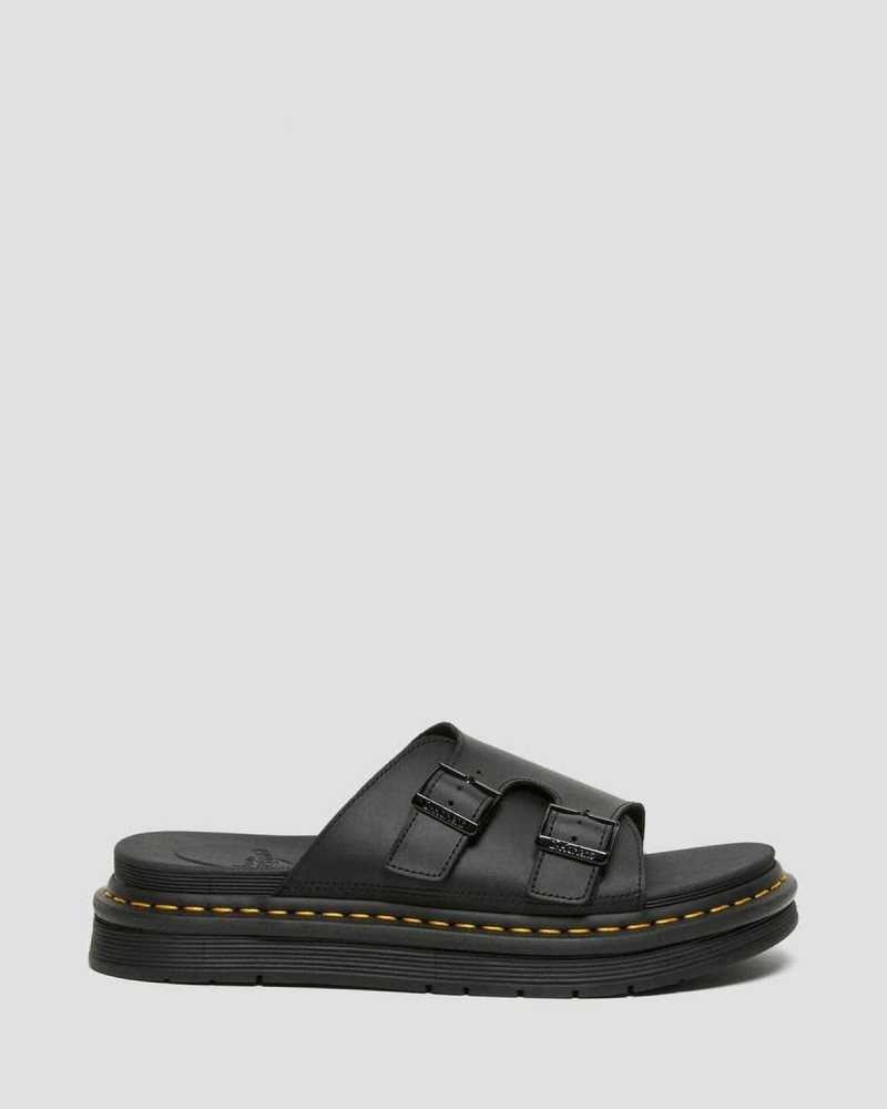 Dr Martens Dax Lær Badesandaler Sandals Sandaler Med Reim Herre Svarte | HQZSD7569