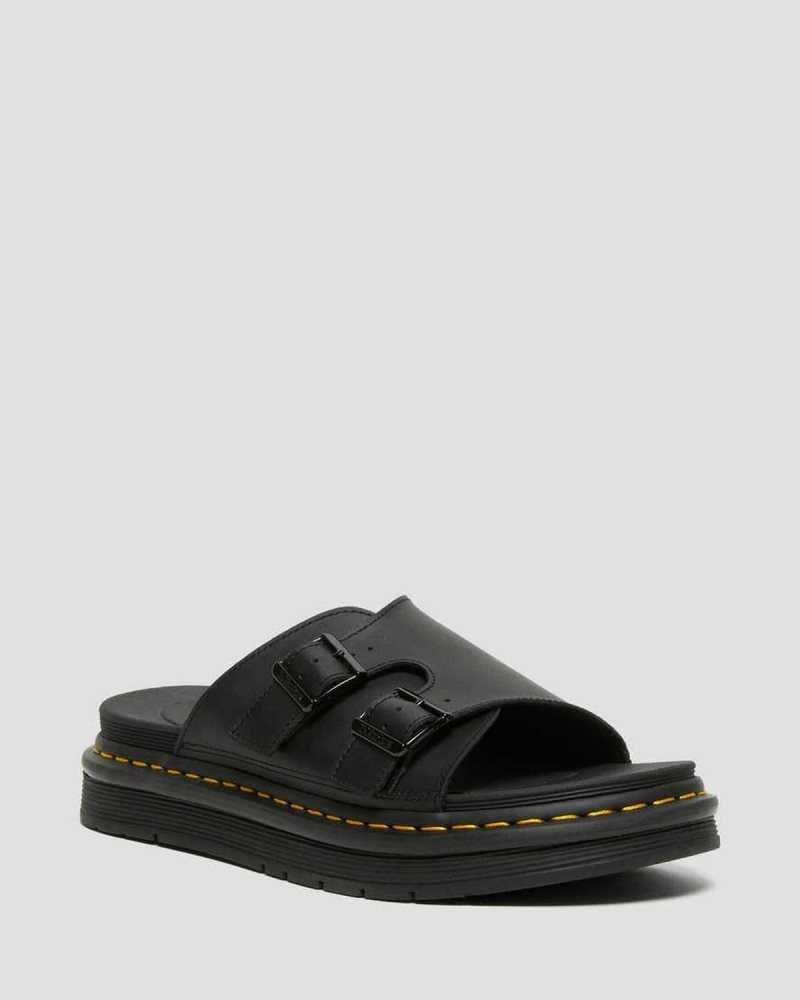 Dr Martens Dax Lær Badesandaler Sandals Sandaler Med Reim Herre Svarte | HQZSD7569