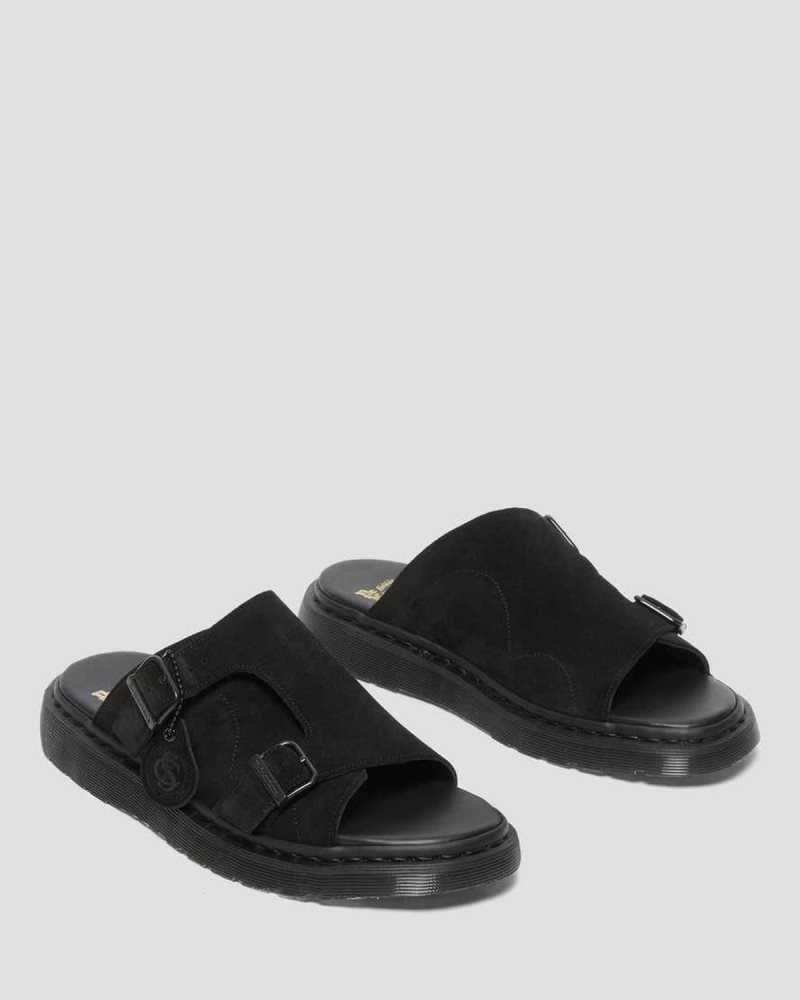 Dr Martens Dayne Semsket Skinn Badesandaler Sandals Made In England Dame Svarte | UCKAT7013