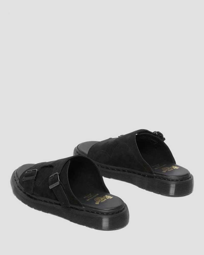 Dr Martens Dayne Semsket Skinn Badesandaler Sandals Made In England Dame Svarte | UCKAT7013