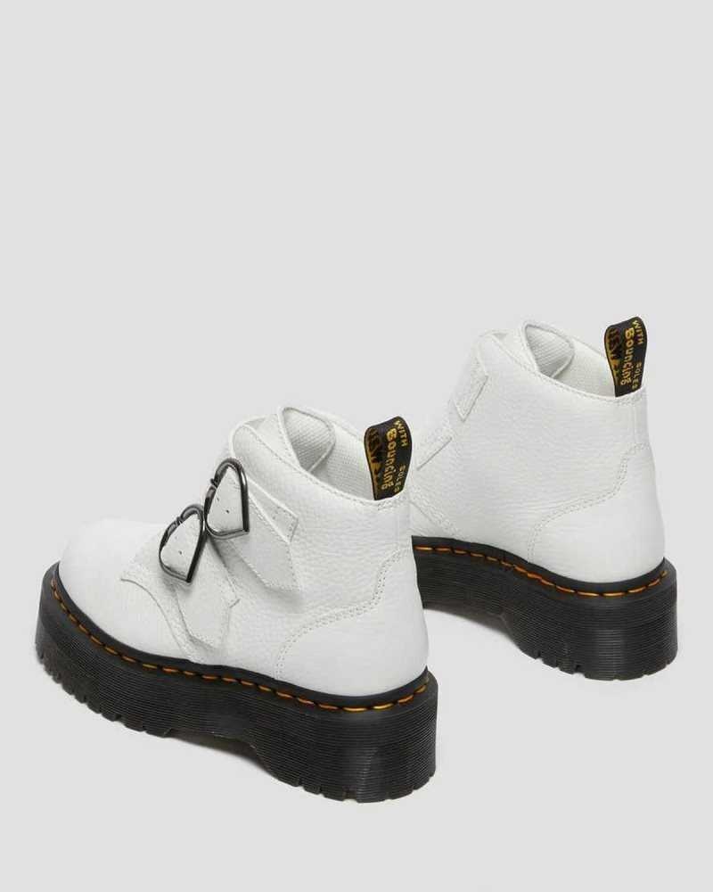 Dr Martens Devon Heart Lær Platform Boots Støvletter Dame Hvite | LUSBW1630