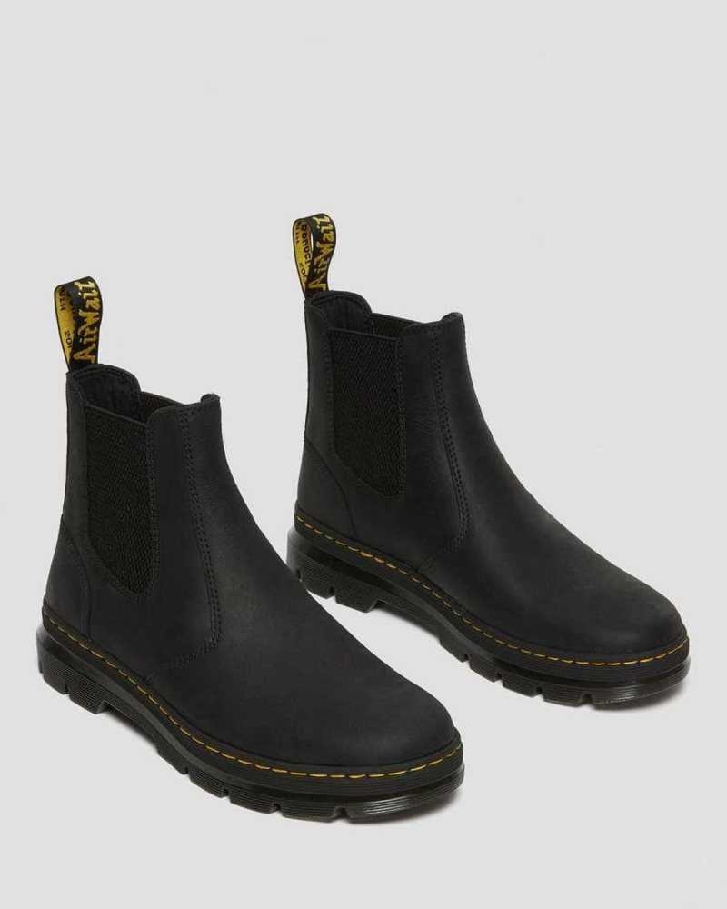 Dr Martens Embury Lær Vanlige Chelsea Boots Støvletter Dame Svarte | XKRNY9831