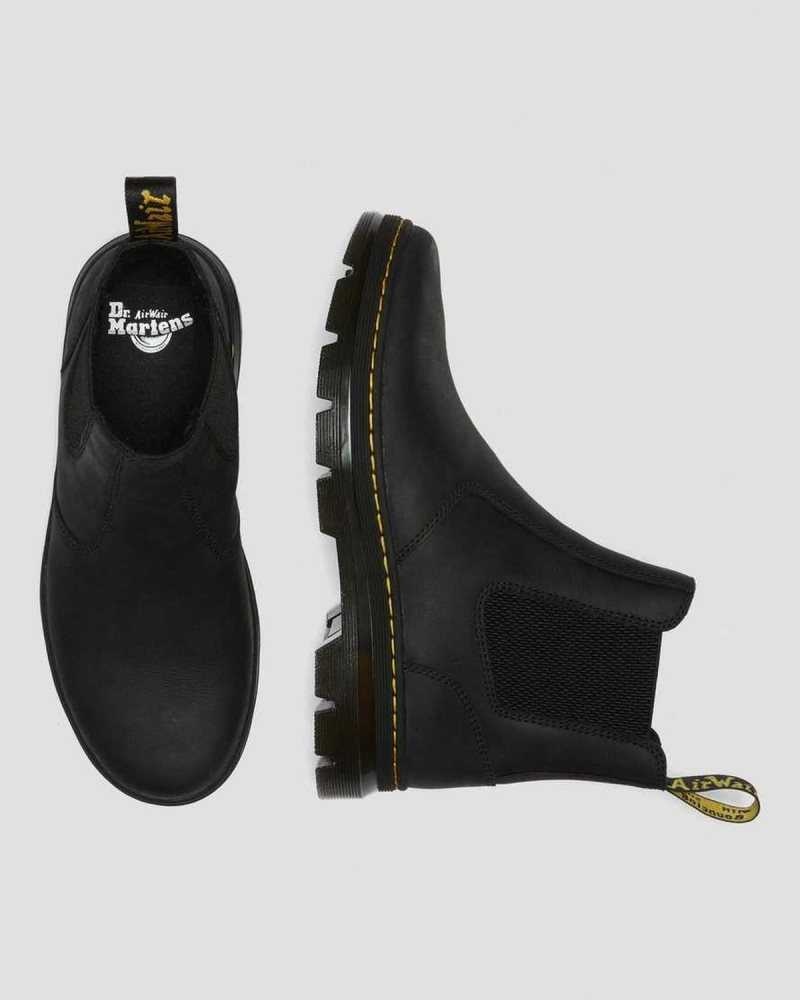 Dr Martens Embury Lær Vanlige Chelsea Boots Støvletter Dame Svarte | XKRNY9831