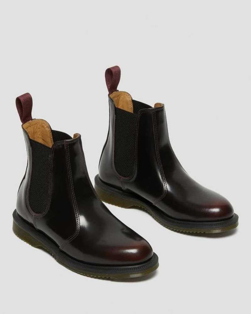 Dr Martens Flora Arcadia Lær Chelsea Boots Chelsea Støvler Dame Rosa Rød | CHOQN5024