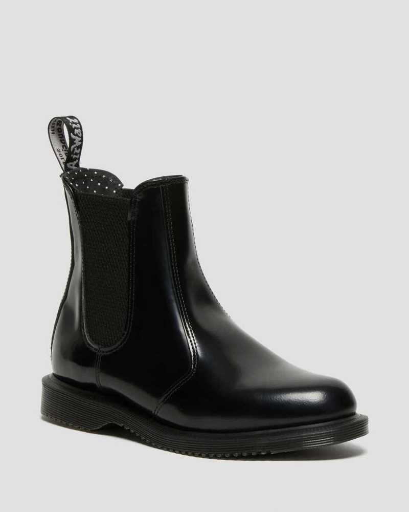 Dr Martens Flora Smooth Lær Chelsea Boots Chelsea Støvler Dame Svarte | HCRKZ8273