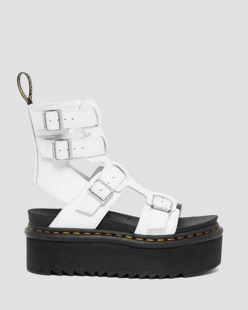 Dr Martens Giavanna Lær Platform Gladiator Sandals Gladiatorsandaler Dame Hvite | QHDJS3428