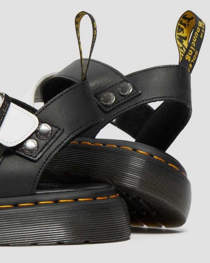 Dr Martens Gryphon Contrast Lær Reima Sandals Sandaler Med Reim Herre Svarte Hvite | OTZHJ6258