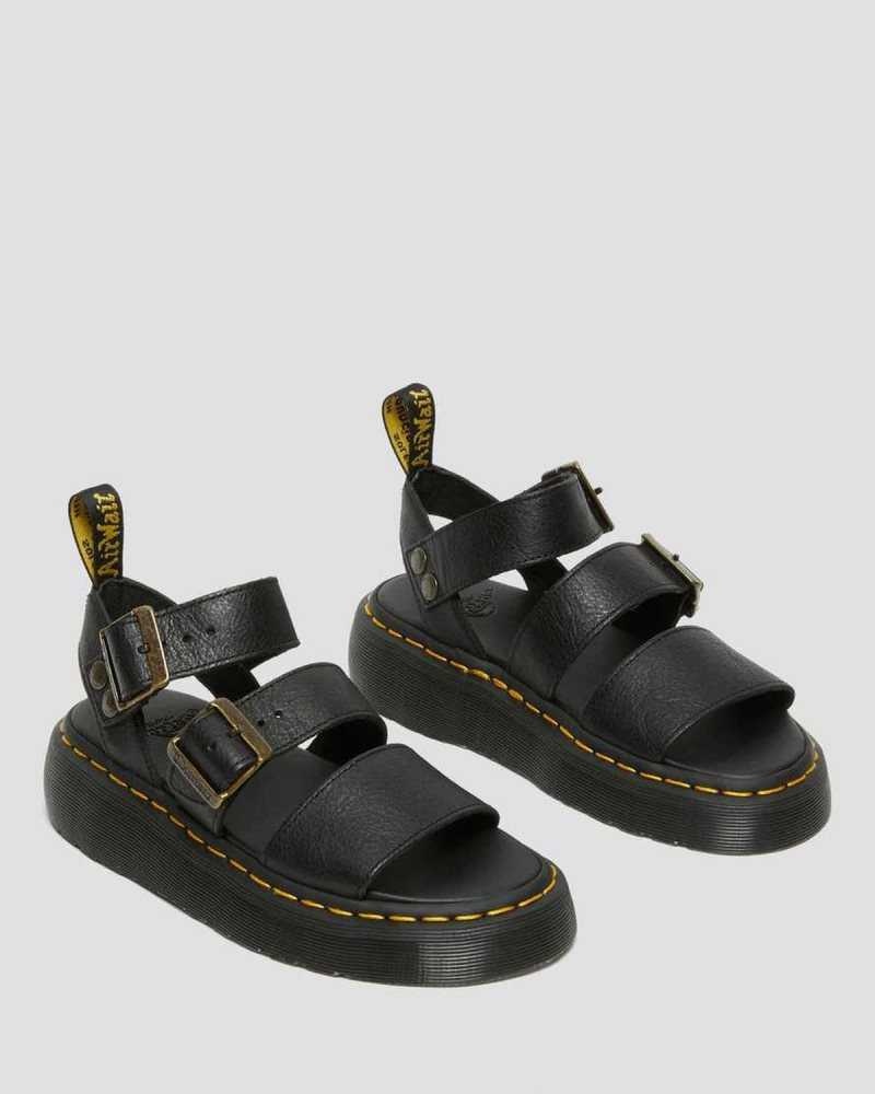 Dr Martens Gryphon Platform Gladiator Sandals Platåsandaler Dame Svarte | OAXKC4387