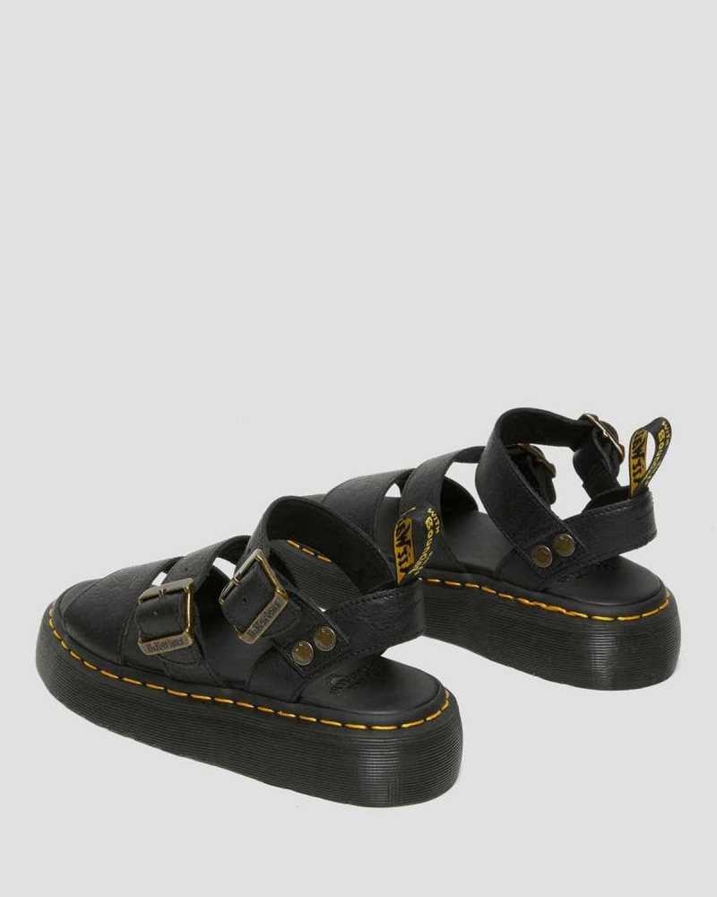 Dr Martens Gryphon Platform Gladiator Sandals Platåsandaler Dame Svarte | OAXKC4387