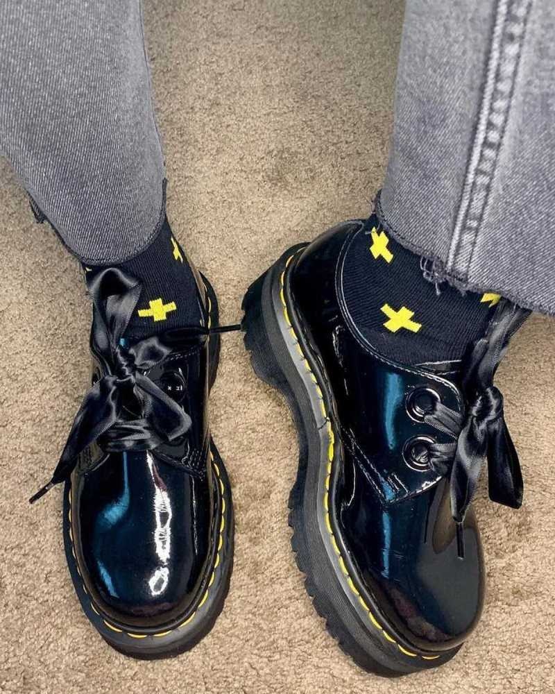 Dr Martens Holly Lær Platform Shoes Platform Sko Dame Svarte | NSUJW7251