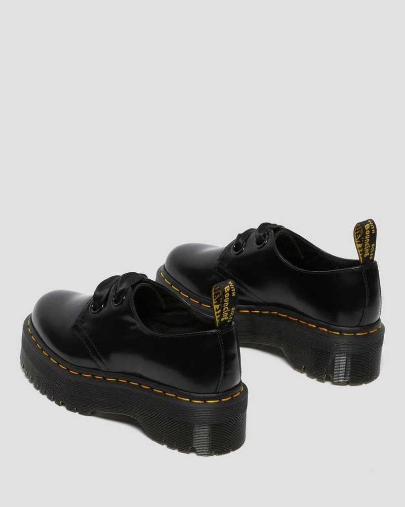 Dr Martens Holly Lær Platform Shoes Platform Sko Dame Svarte | NSUJW7251