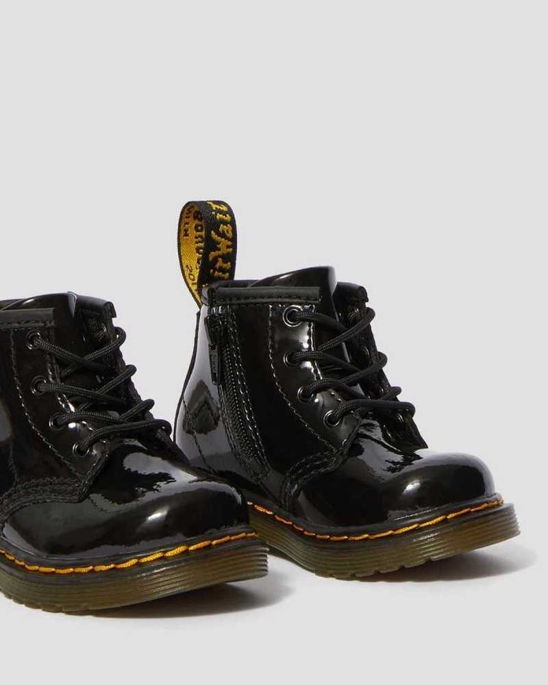 Dr Martens Infant 1460 Patent Lær Blonder Up Boots Støvler Barn Svarte | TRAIC7245