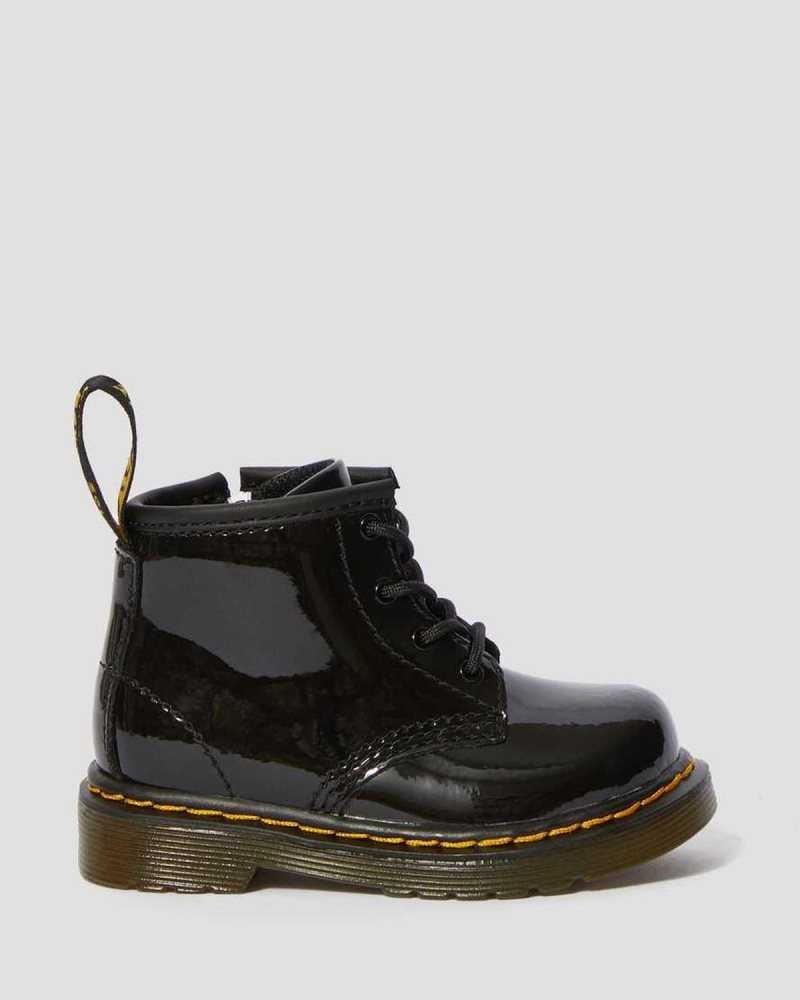 Dr Martens Infant 1460 Patent Lær Blonder Up Boots Støvler Barn Svarte | TRAIC7245