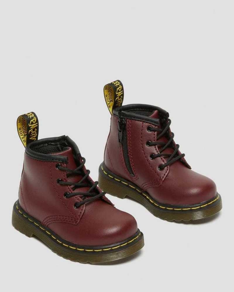 Dr Martens Infant 1460 Softy T Lær Blonder Up Boots Støvler Barn Rosa Rød | GKABI7249