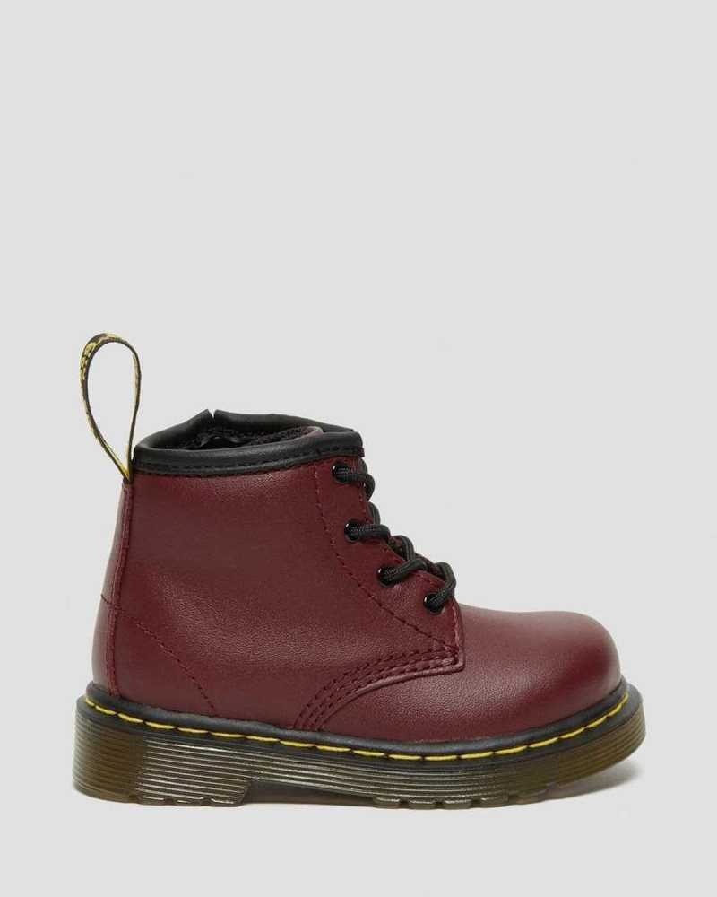 Dr Martens Infant 1460 Softy T Lær Blonder Up Boots Støvler Barn Rosa Rød | GKABI7249