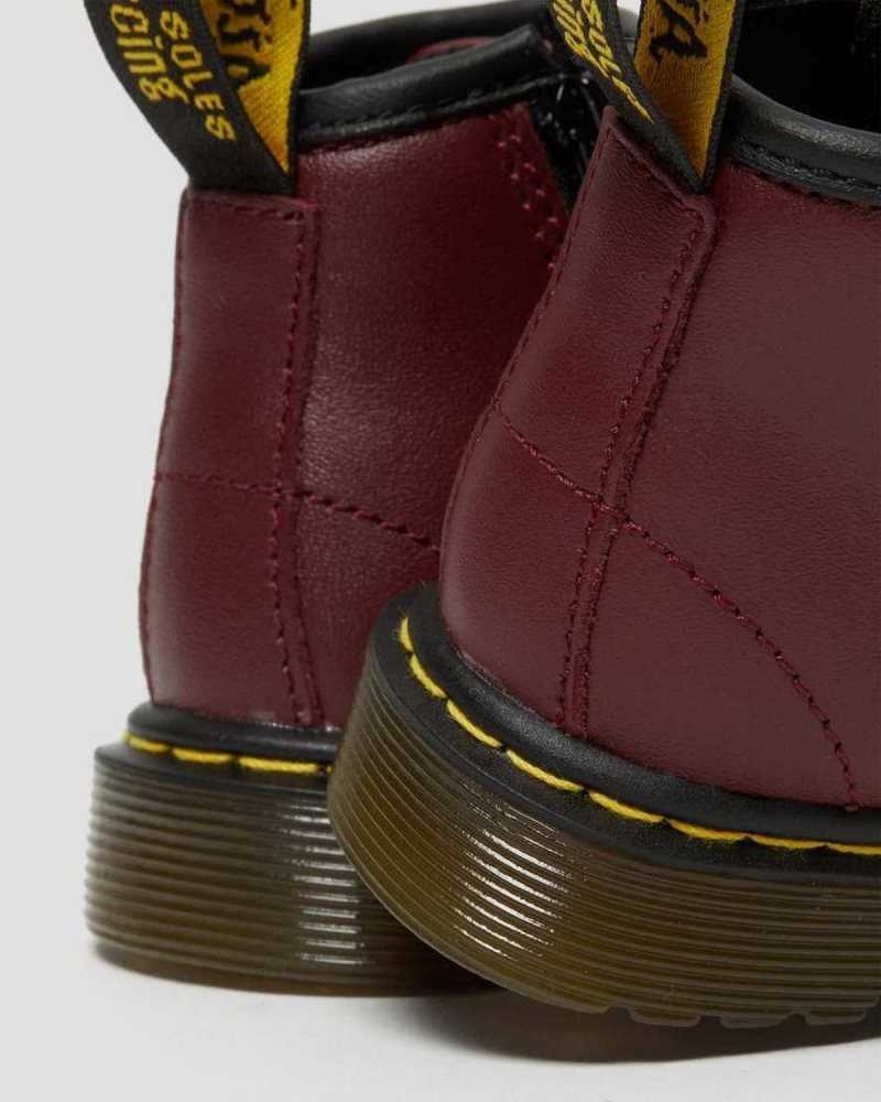 Dr Martens Infant 1460 Softy T Lær Blonder Up Boots Støvler Barn Rosa Rød | GKABI7249