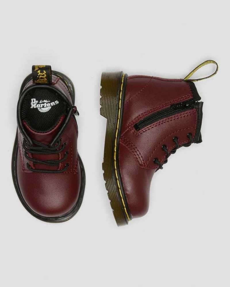 Dr Martens Infant 1460 Softy T Lær Blonder Up Boots Støvler Barn Rosa Rød | GKABI7249