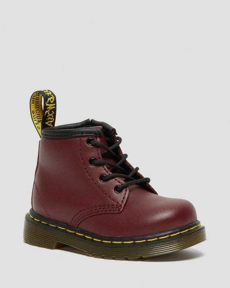 Dr Martens Infant 1460 Softy T Lær Blonder Up Boots Støvler Barn Rosa Rød | GKABI7249