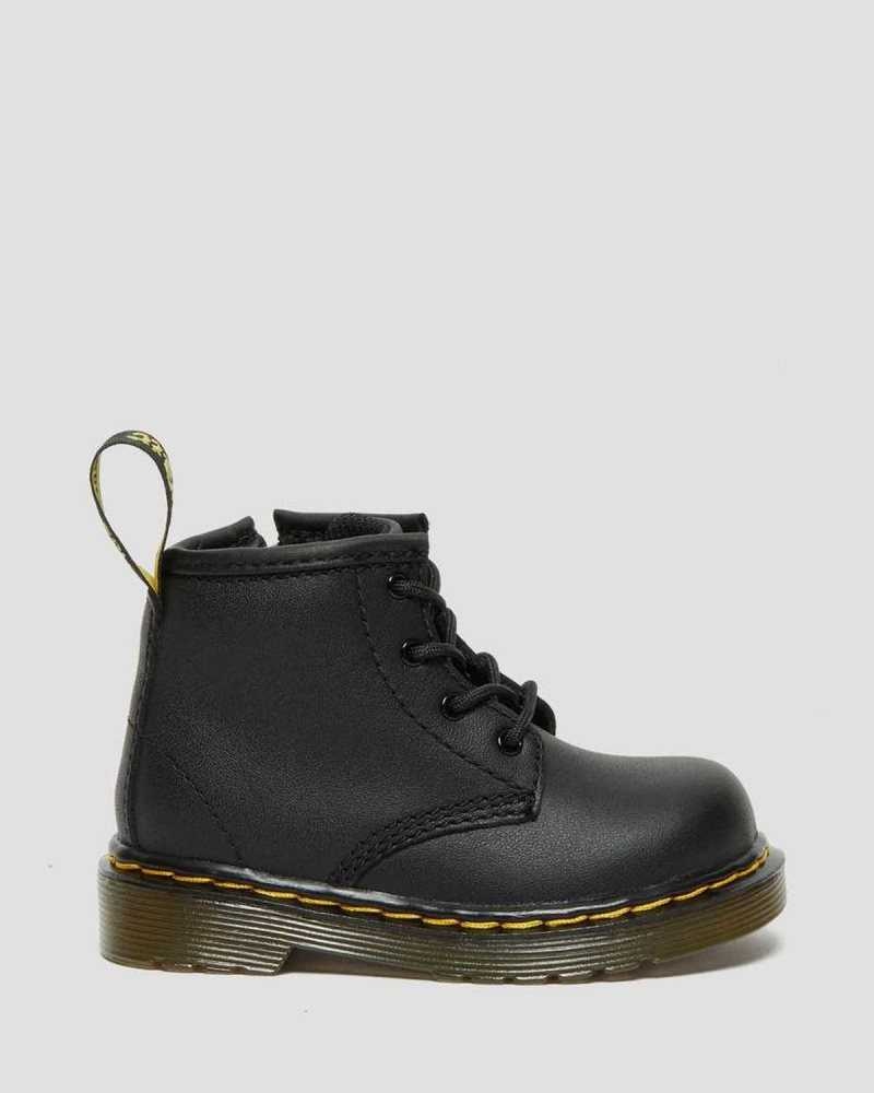 Dr Martens Infant 1460 Softy T Lær Blonder Up Boots Støvler Barn Svarte | ZMUJH6130