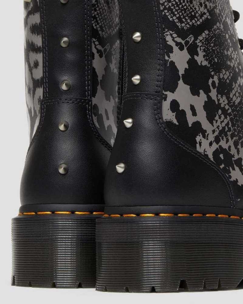 Dr Martens Jadon Animal Clash Lær Platform Boots Platform Støvler Dame Svarte Grå | GSQJX1029