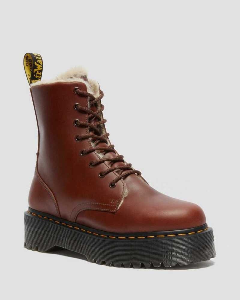 Dr Martens Jadon Faux Fur Forede Platform Boots Platform Støvler Herre Brune | FTPBI2475