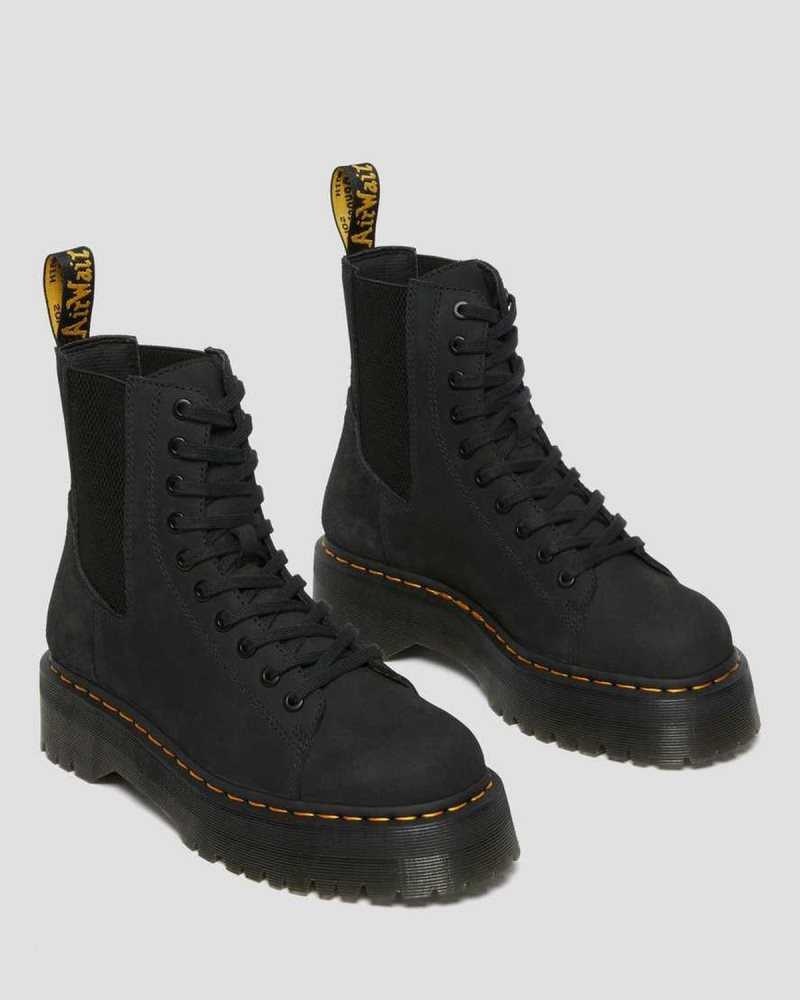 Dr Martens Jadon Nubuck Lær Platform Boots Støvletter Herre Svarte | EFIUN7042