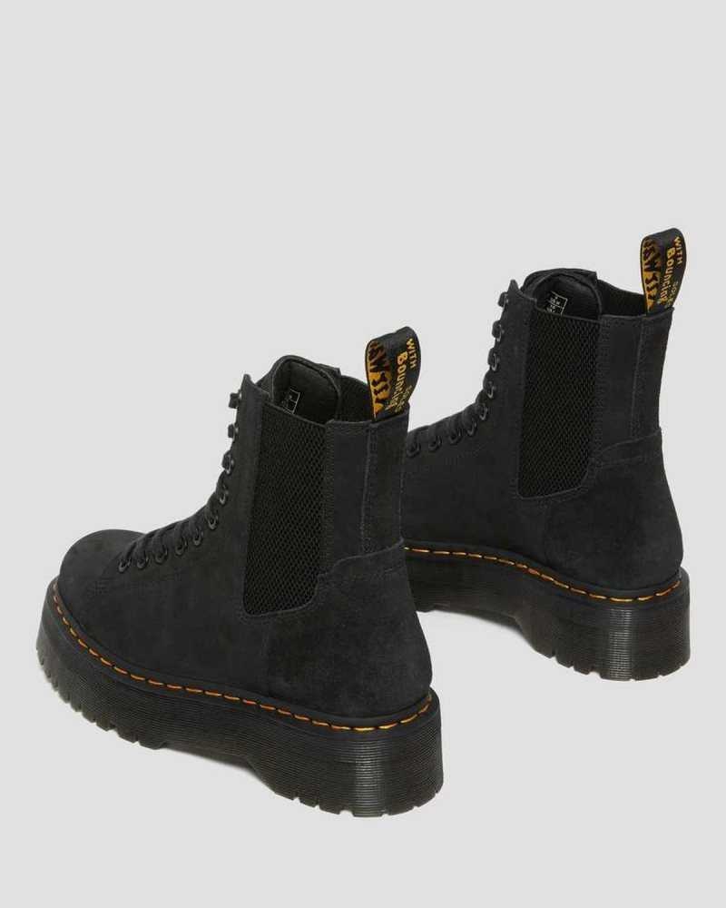 Dr Martens Jadon Nubuck Lær Platform Boots Støvletter Herre Svarte | EFIUN7042