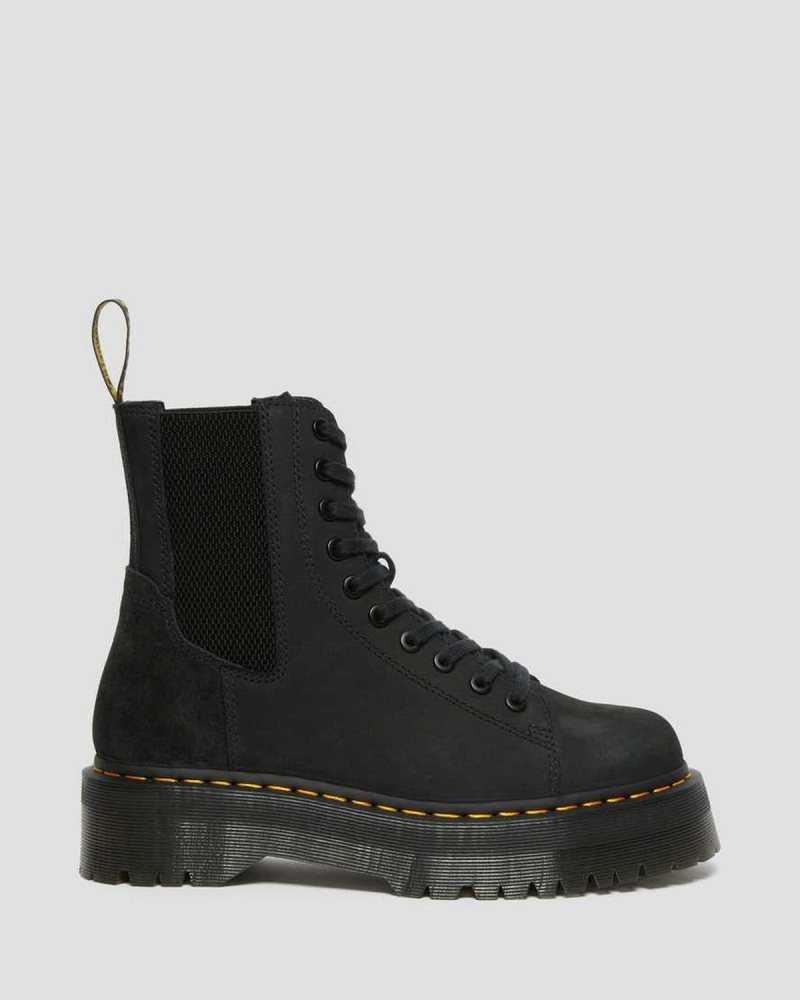 Dr Martens Jadon Nubuck Lær Platform Boots Støvletter Herre Svarte | EFIUN7042