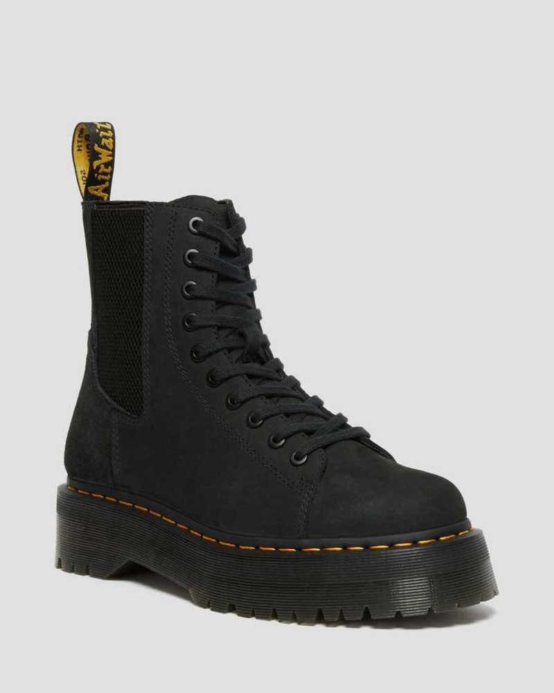 Dr Martens Jadon Nubuck Lær Platform Boots Støvletter Herre Svarte | EFIUN7042