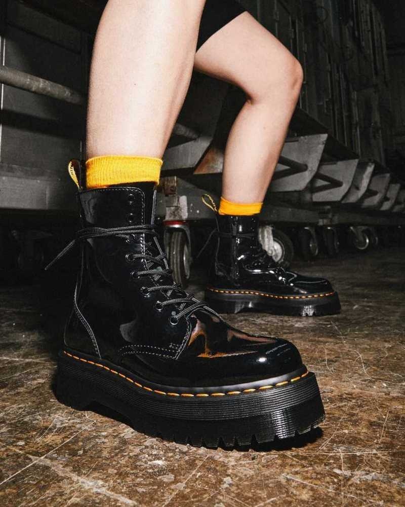 Dr Martens Jadon Patent Lær Platform Boots Støvletter Herre Svarte | WUDJA6950