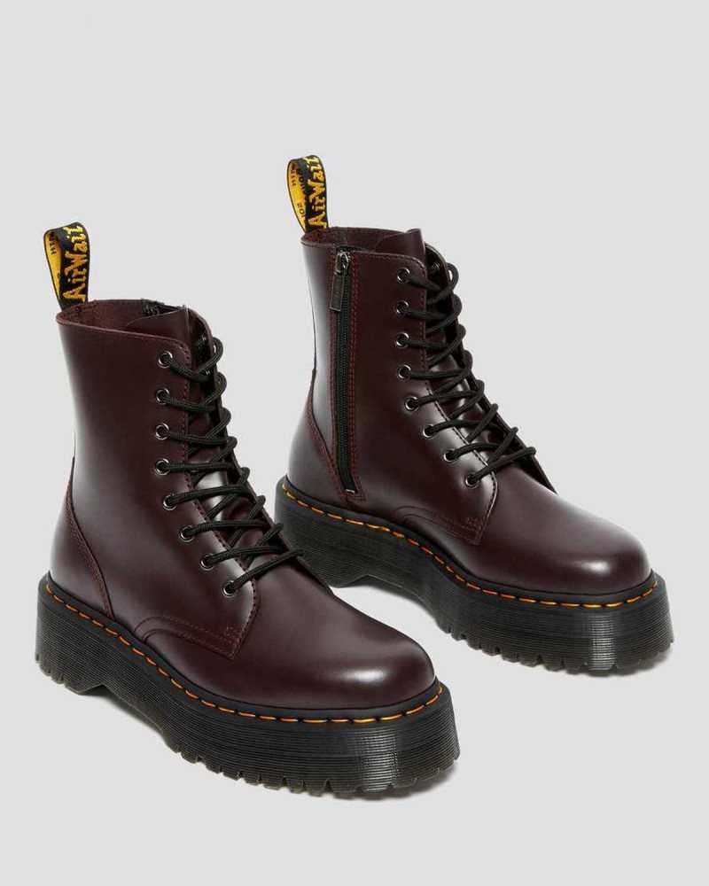 Dr Martens Jadon Smooth Lær Platform Boots Støvletter Dame Burgunder | BUSXH0168