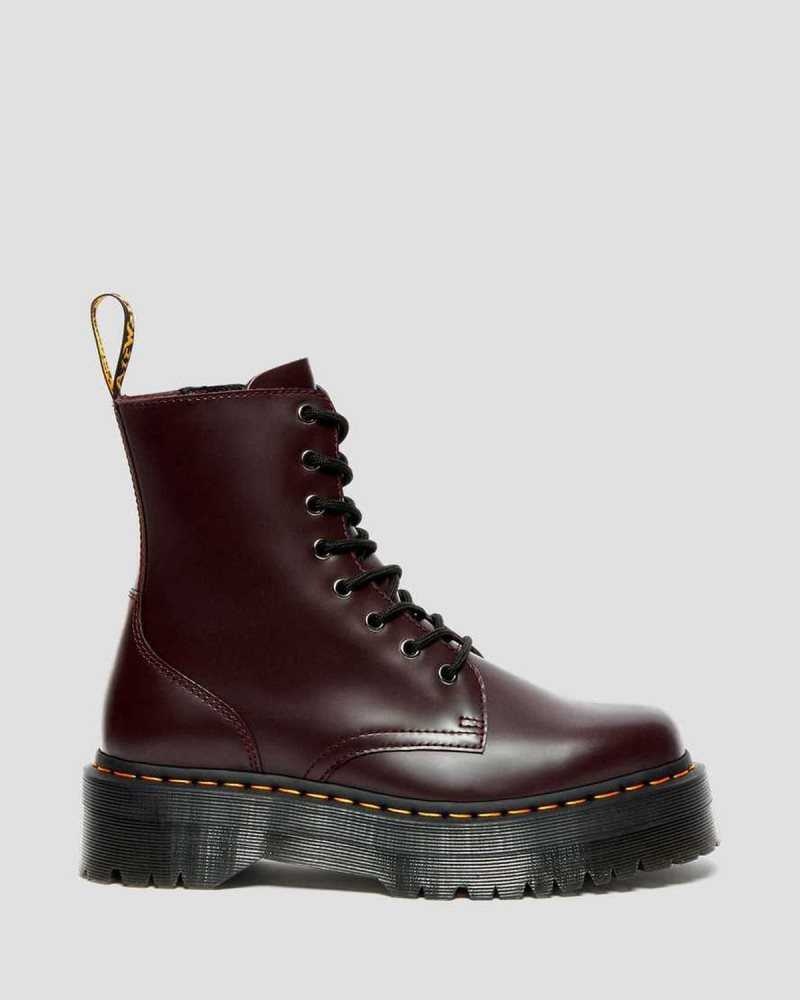 Dr Martens Jadon Smooth Lær Platform Boots Støvletter Dame Burgunder | BUSXH0168