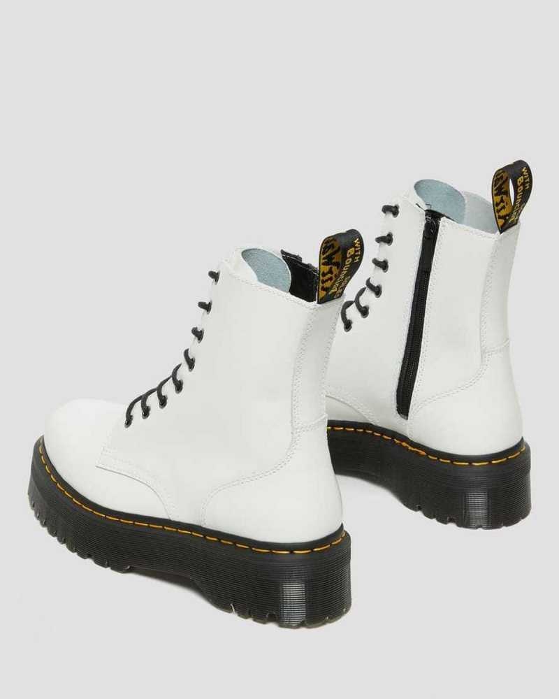 Dr Martens Jadon Smooth Lær Platform Boots Støvletter Dame Hvite | RONSU4398