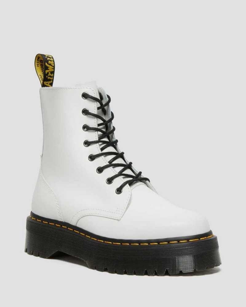 Dr Martens Jadon Smooth Lær Platform Boots Støvletter Dame Hvite | RONSU4398