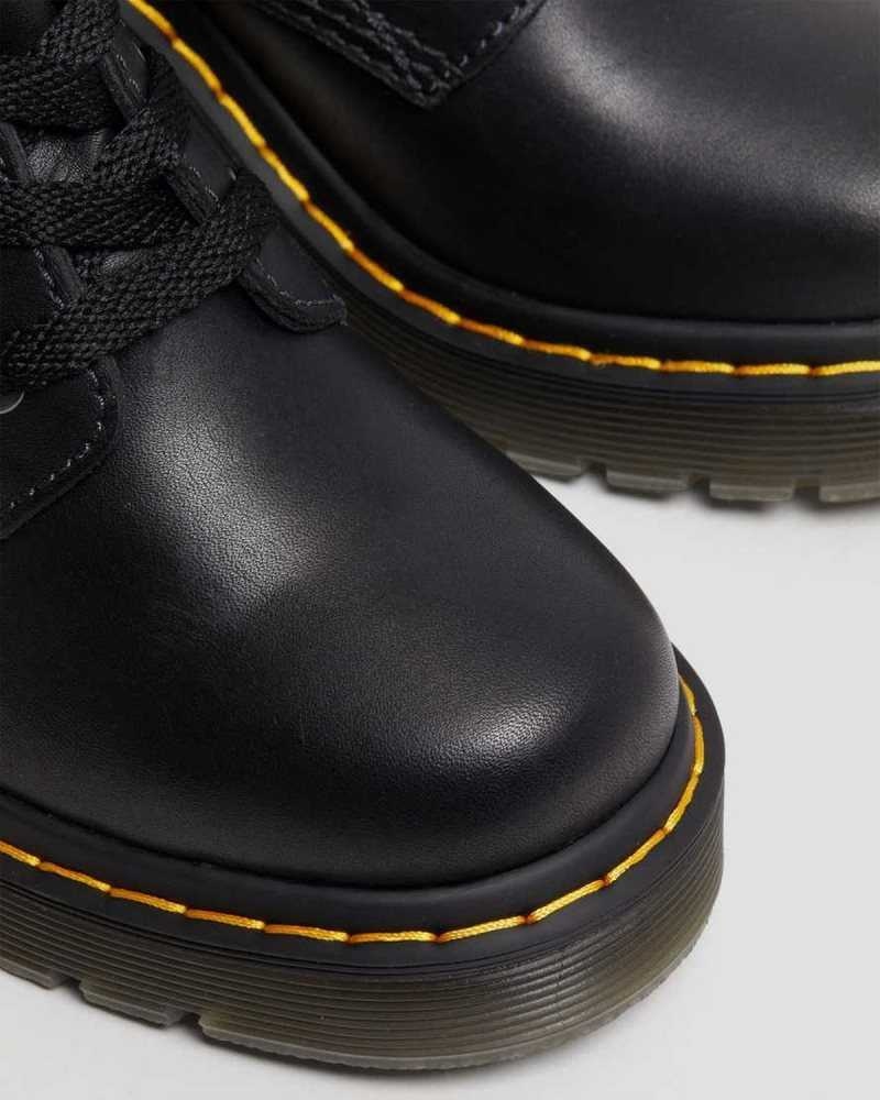 Dr Martens Jesy Sendal Lær Blonder Up Flared Heel Boots Støvler Med Hæl Dame Svarte | UFNEK0816