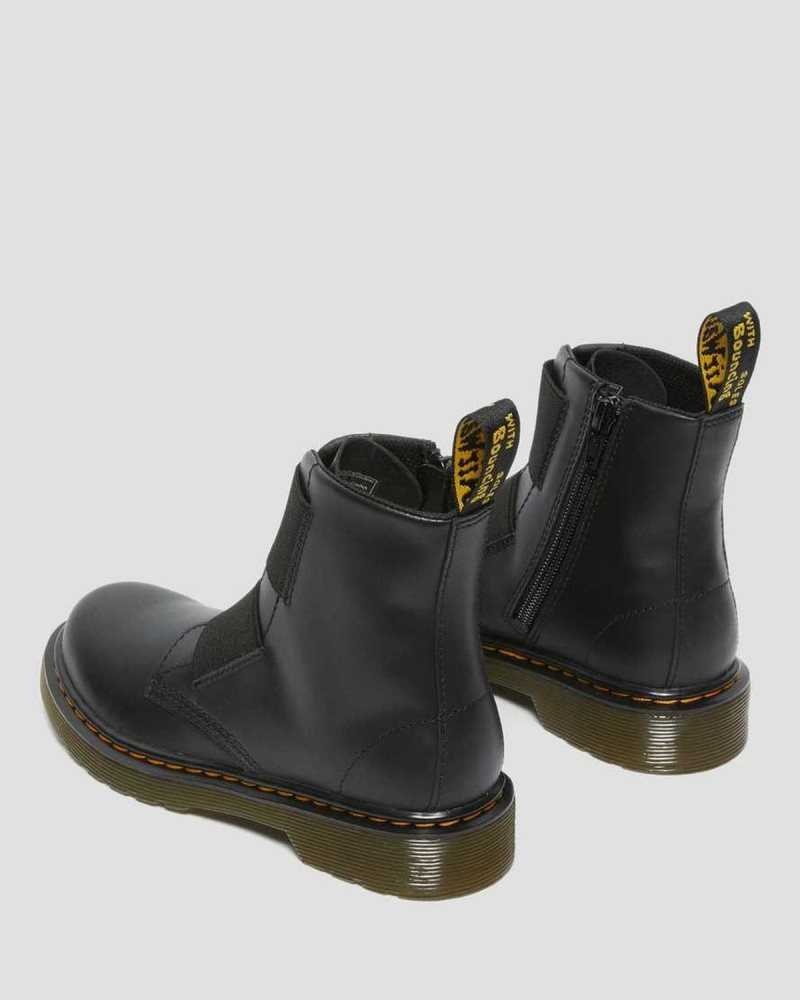 Dr Martens Junior 1460 Elastic Lær Blonder Up Boots Støvler Barn Svarte | FNYBS7532