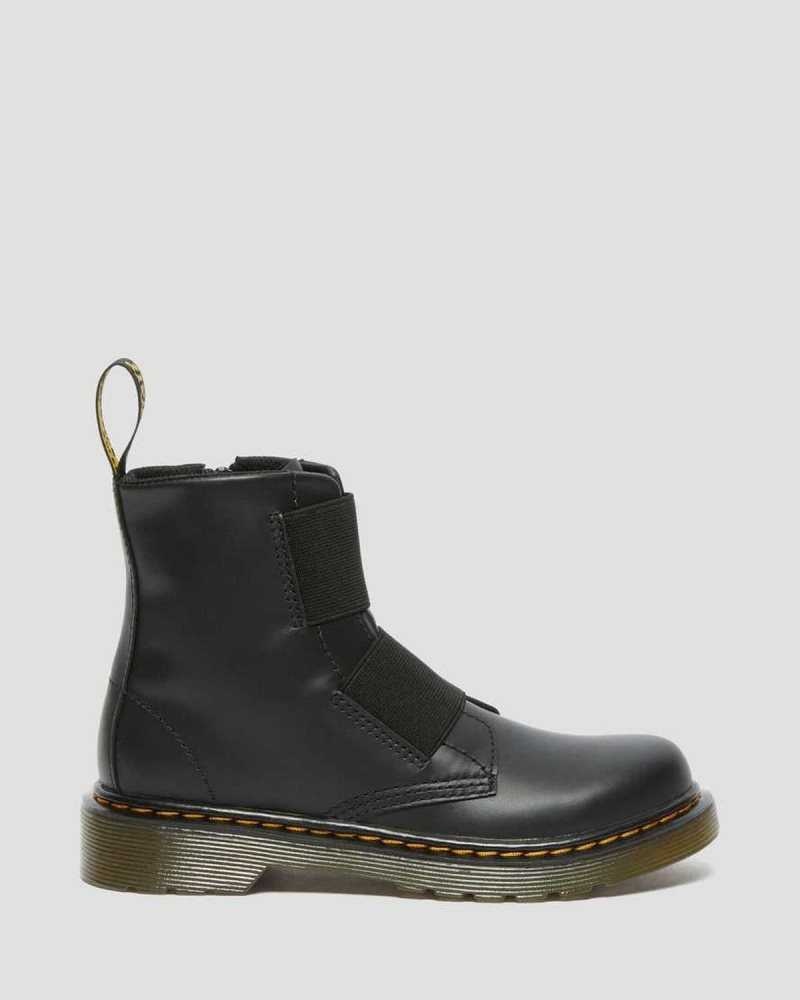 Dr Martens Junior 1460 Elastic Lær Blonder Up Boots Støvler Barn Svarte | FNYBS7532