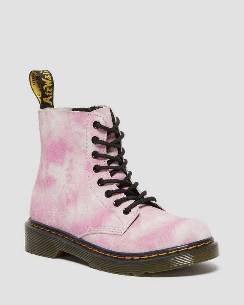 Dr Martens Junior 1460 Pascal Tie Dye Blonder Up Boots Støvler Barn Rosa | FLMDY9743