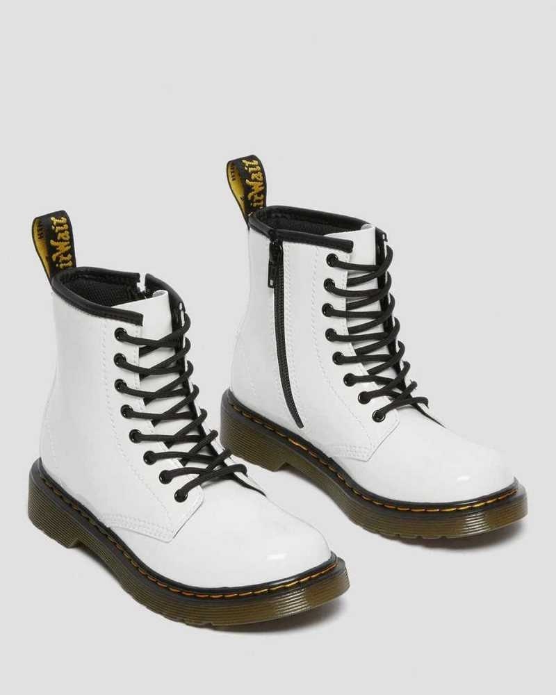 Dr Martens Junior 1460 Patent Lær Blonder Up Boots Støvler Barn Patent Lamper | UDAKW1097