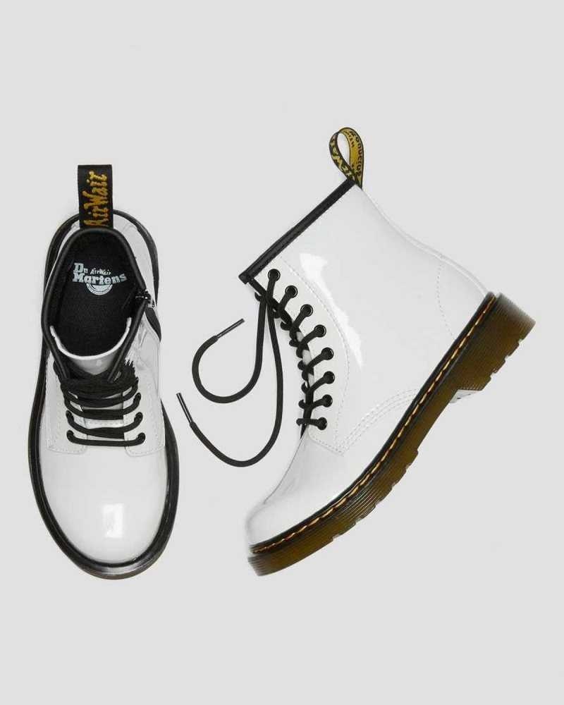 Dr Martens Junior 1460 Patent Lær Blonder Up Boots Støvler Barn Patent Lamper | UDAKW1097