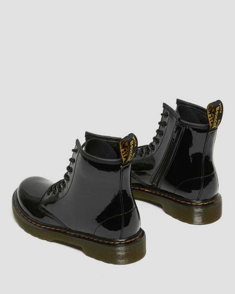 Dr Martens Junior 1460 Patent Lær Blonder Up Boots Støvler Barn Svarte | RQOYJ2754