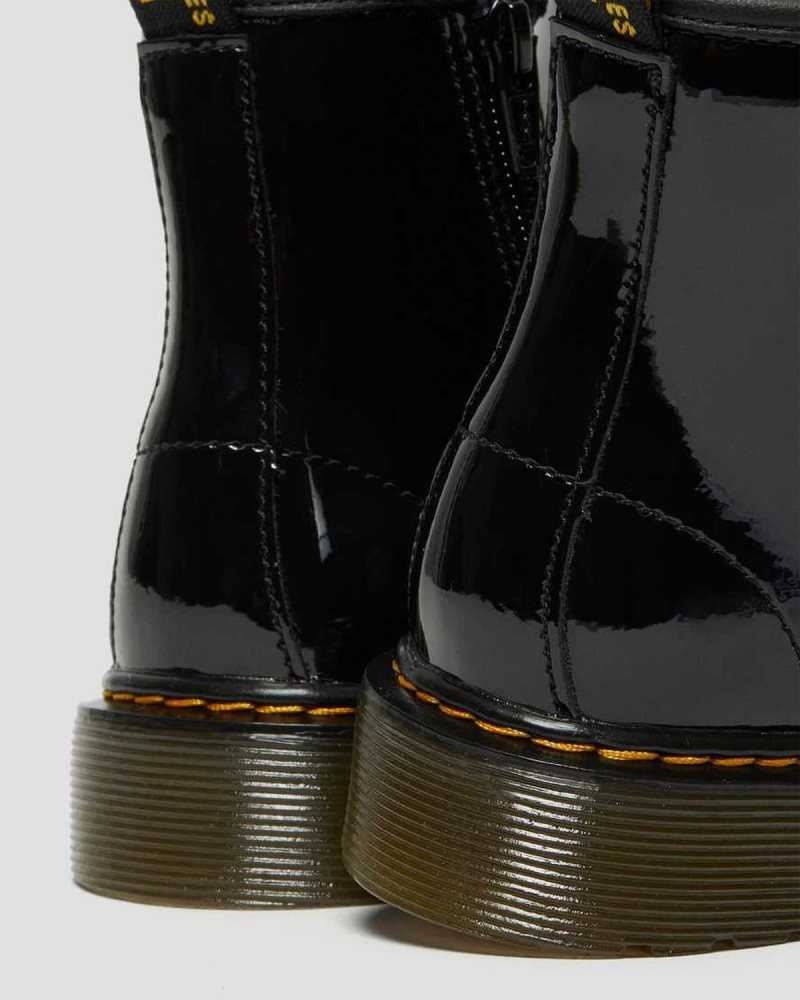 Dr Martens Junior 1460 Patent Lær Blonder Up Boots Støvler Barn Svarte | RQOYJ2754