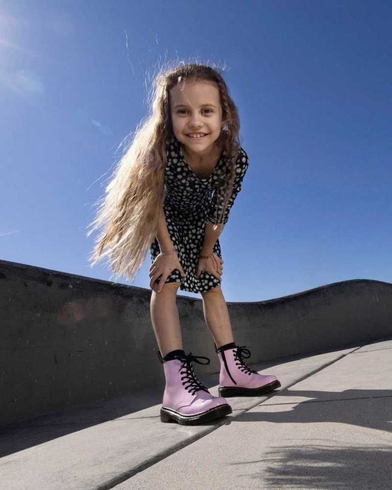 Dr Martens Junior 1460 Patent Lær Blonder Up Boots Støvler Barn Rosa | MEPYC5763