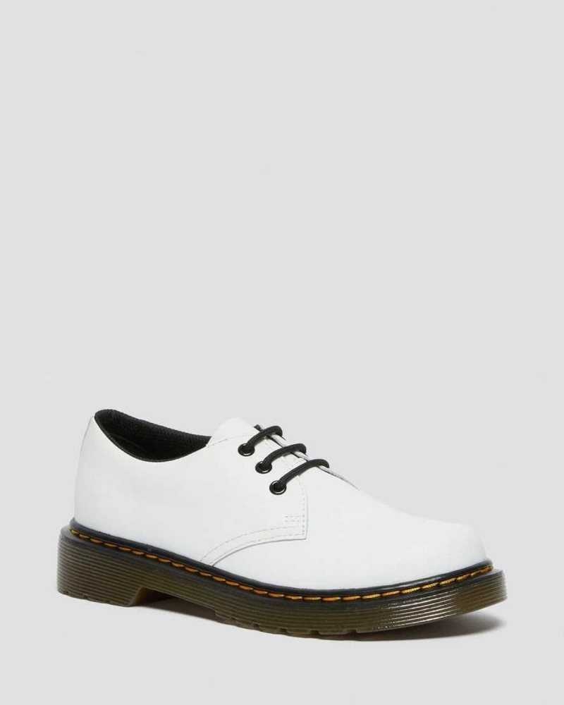 Dr Martens Junior 1461 Lær Blonder Up Shoes Sko Barn Hvite | CXPFM9387