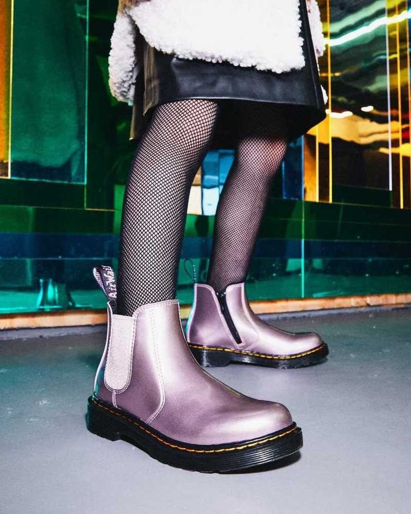 Dr Martens Junior 2976 Metallic Chelsea Boots Støvler Barn Rosa | GKSFA9842